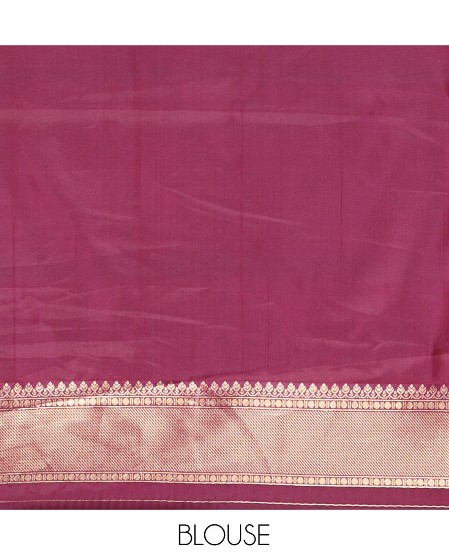 Wine Buttas-Checked Semi-Kanchi Silk Saree, a Traditional Border, Grand Pallu, Matching Blouse