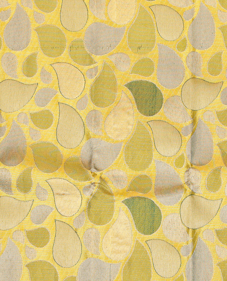 Yellow Pure Silk Navarathna Pavadai Material Set