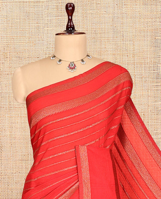 Red Fancy Crepe Saree