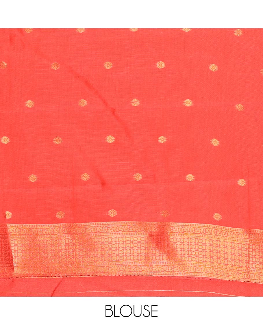 Black Kanchi Silk Saree Showcasing Thread Buttas All Over Its Body, Complemented by a Contrast Temple Border, Grandly Woven Pallu of Intricate Design Weave, and Paired with a Contrast Blouse