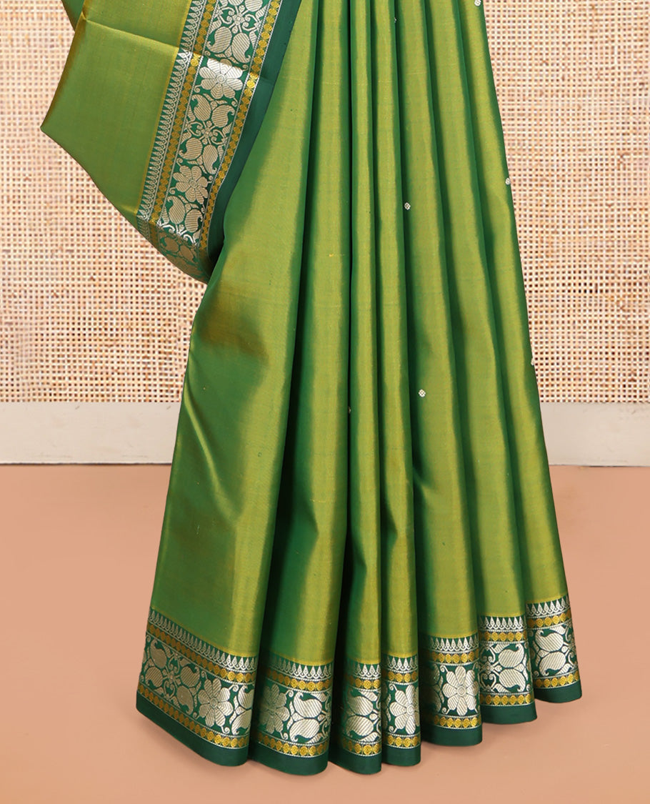 Green Kanchipuram Chettinad Saree