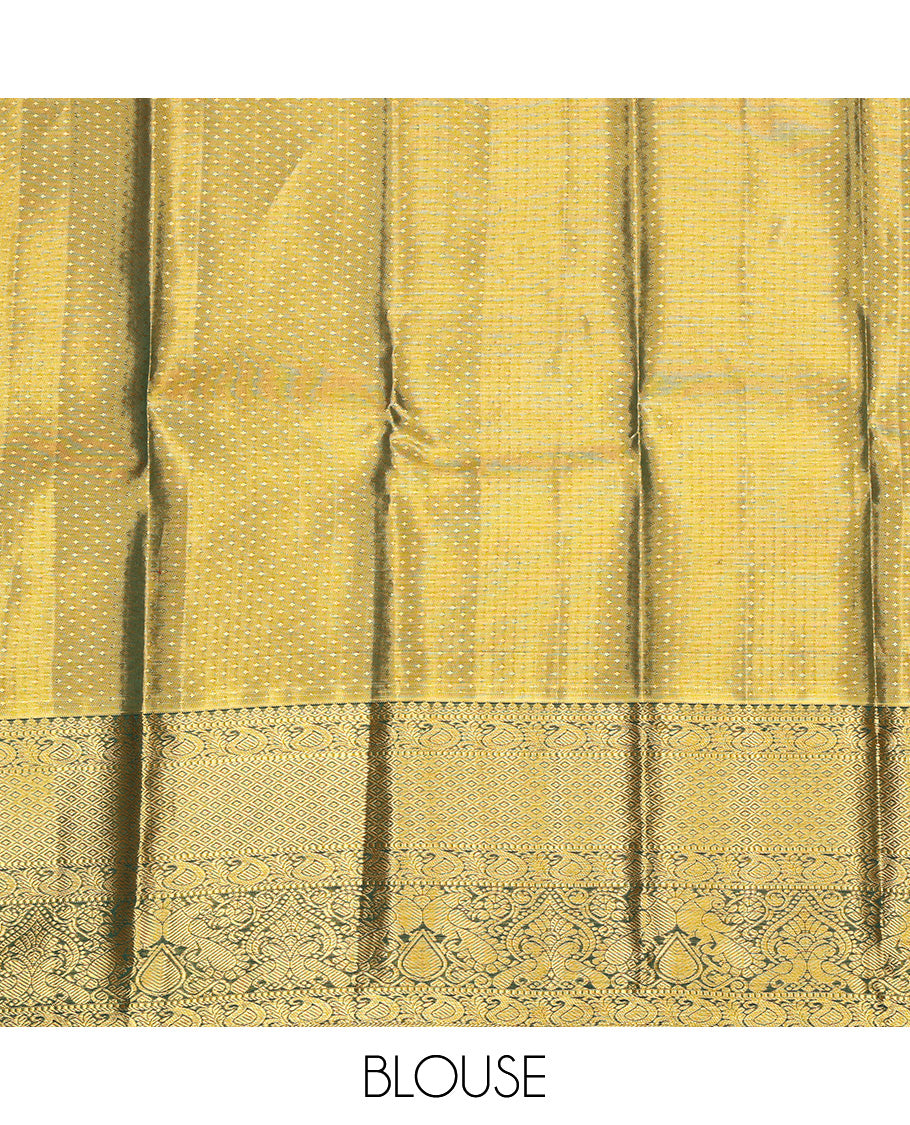 Yellow Pure Silk Navarathna Pavadai Material Set