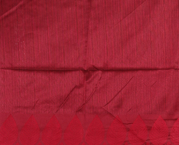 Pista green plain jute cotton saree , contrast leaf thread butta border & lining seer pallu with tussels