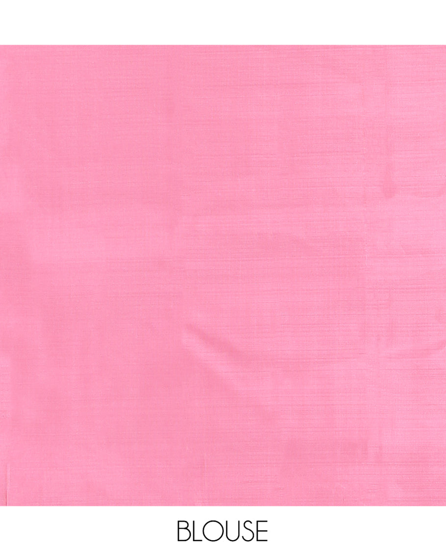 Pink Vasundhara Lite Silk Mix Saree, a Thazampoo Rekku Border, Jaal Pallu, a Matching Blouse