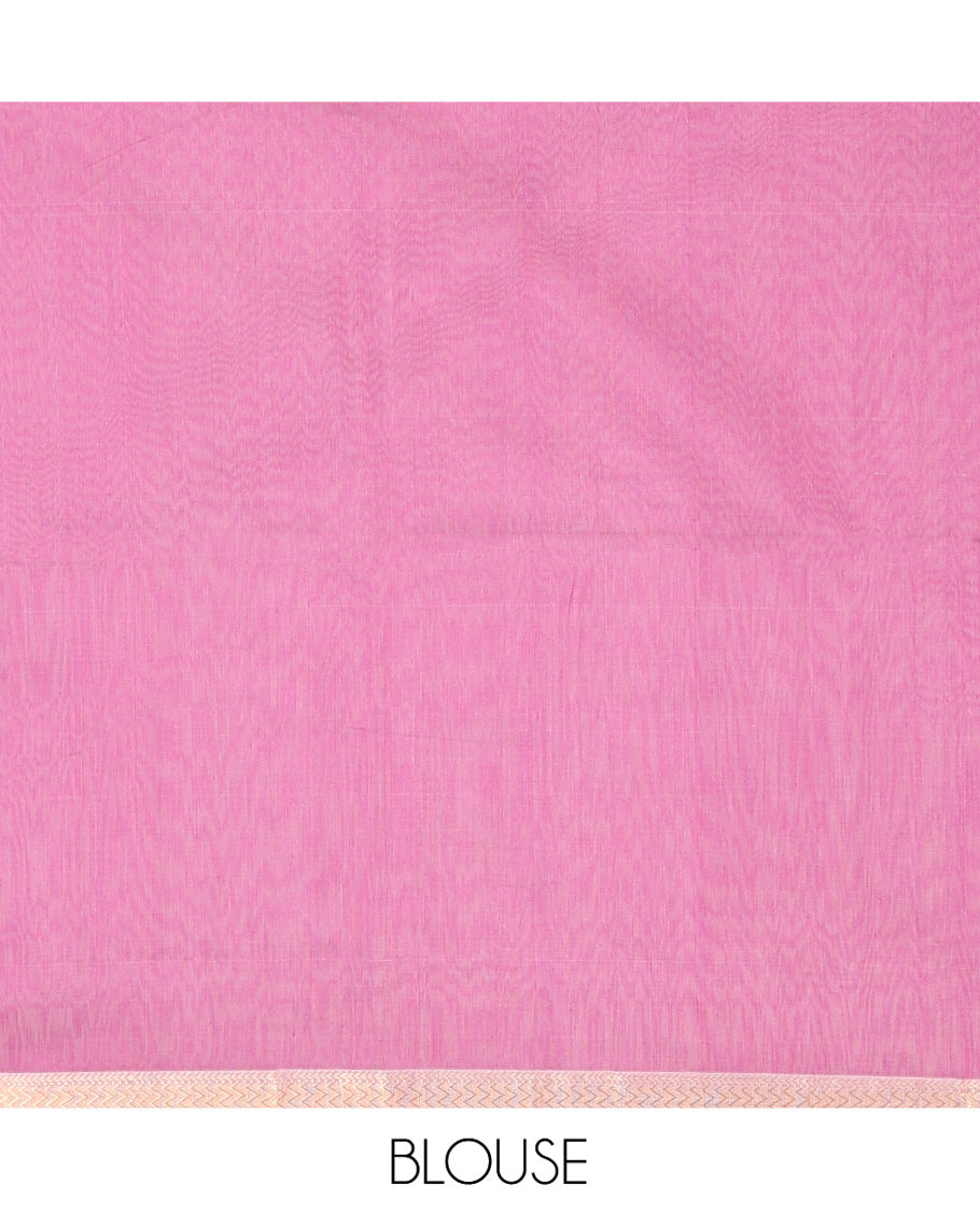 Cream Maheshwari Cotton Saree, Beautified with Thread Buttas All Over Its Body, Highlighted by Zari Piping Chevron Design Border, Captivating Contrast Pallu of Buttas, and Paired with a Contrast Blouse