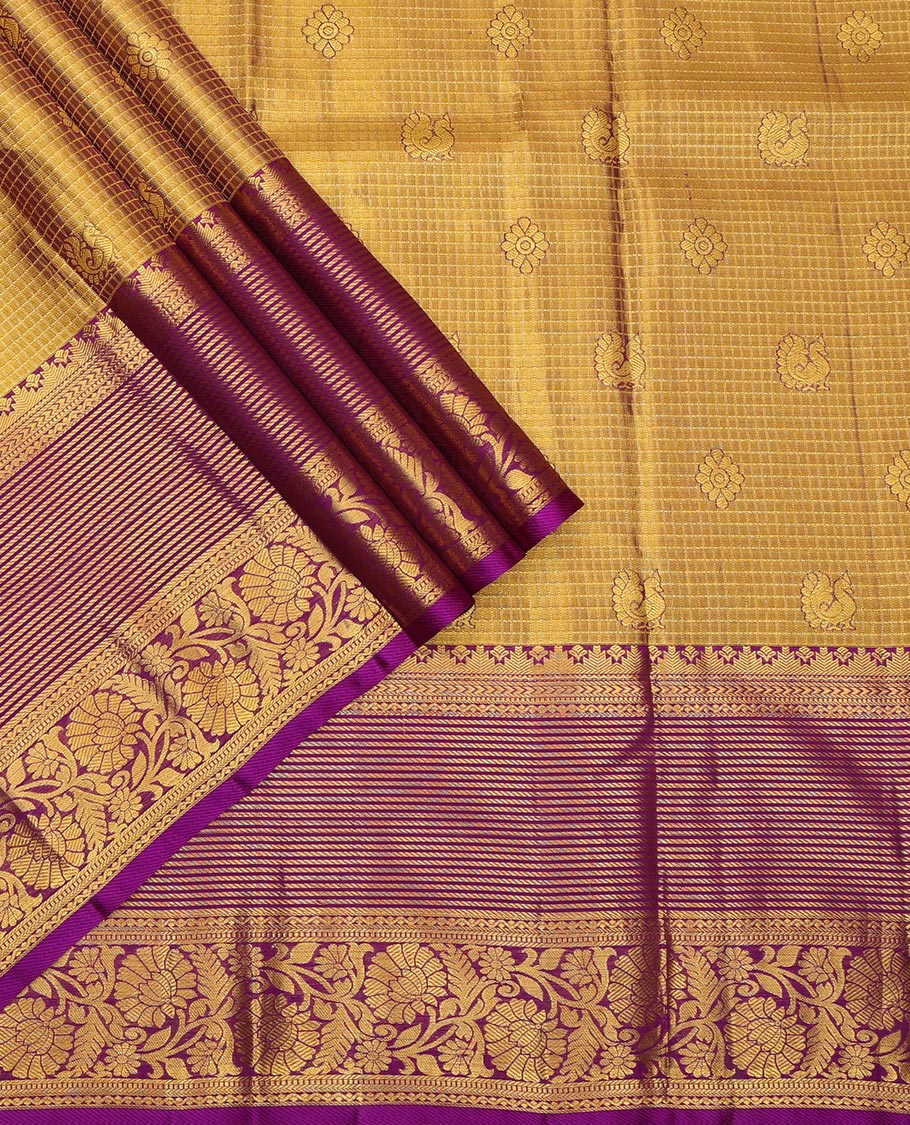 Mustard Pure Silk Navarathna Pavadai Material Set