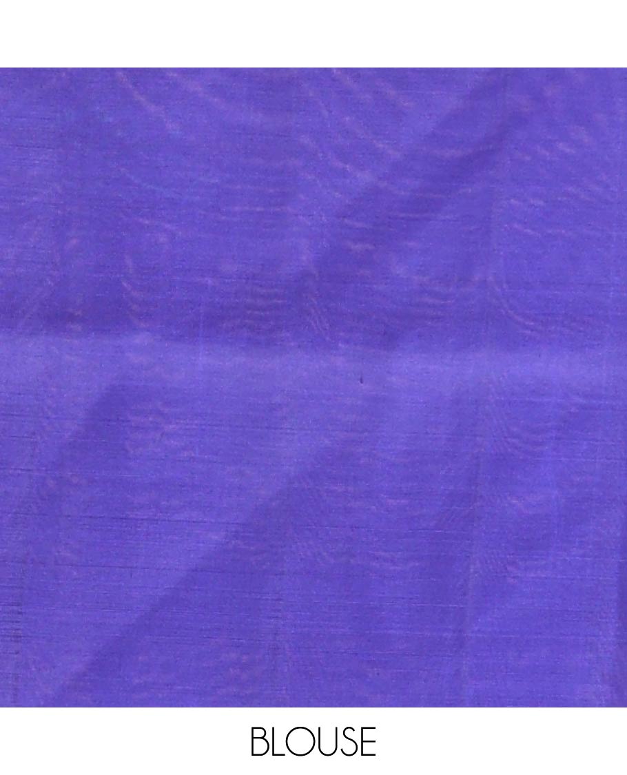 Borderless Blue Mayuri Soft Silk Saree, Mesmerized with Zari Buttas All Over Its Body, Self-Pallu of Geometric Designs, and Paired with a Matching Blouse