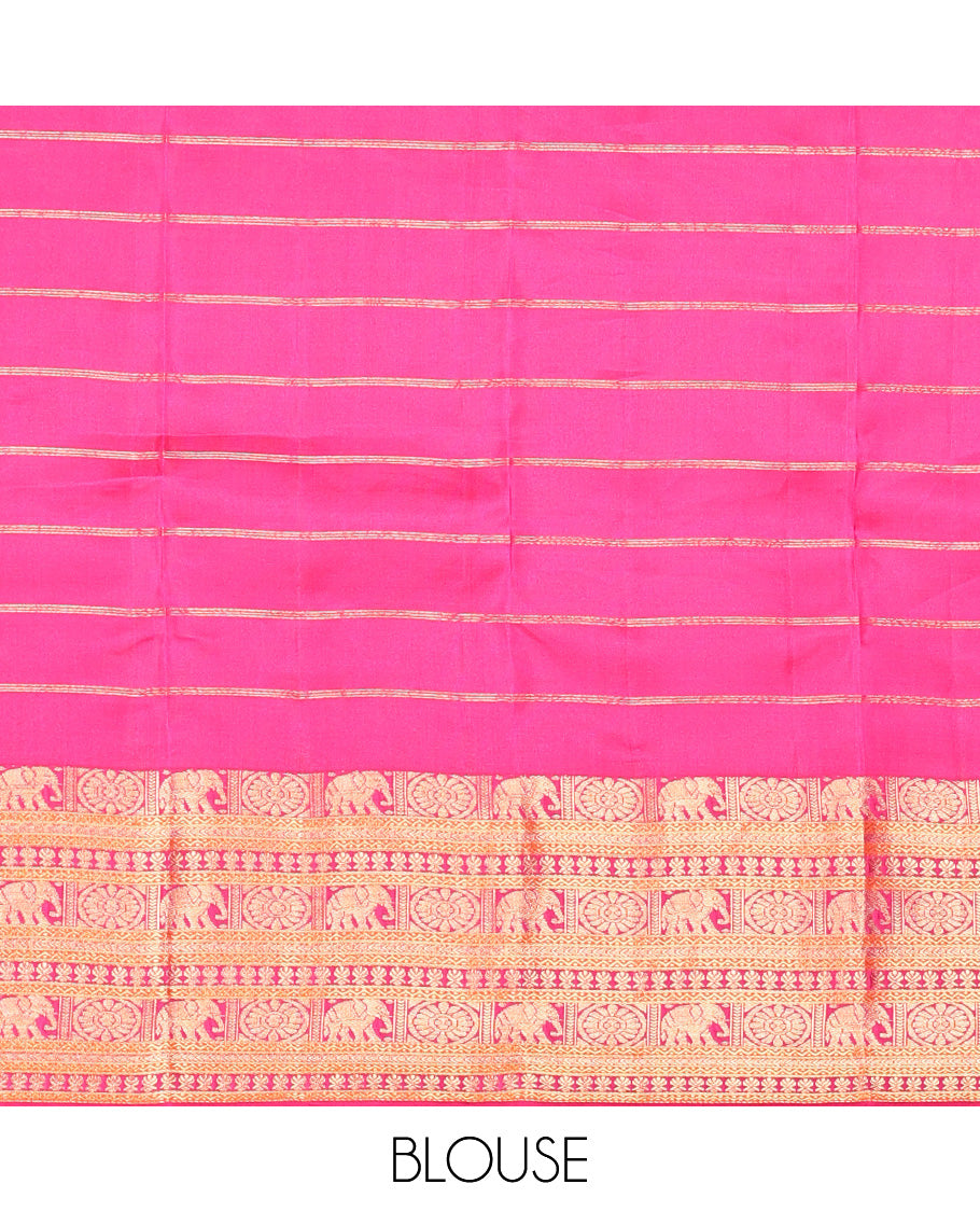 Blue Vasundhara Lite Silk Mix Saree, Enriched with Butta Enclosed Checks, a Contrast Border of Yaanai, Chakram, and Neli Designs, Vanki Pallu, and a Contrast Blouse