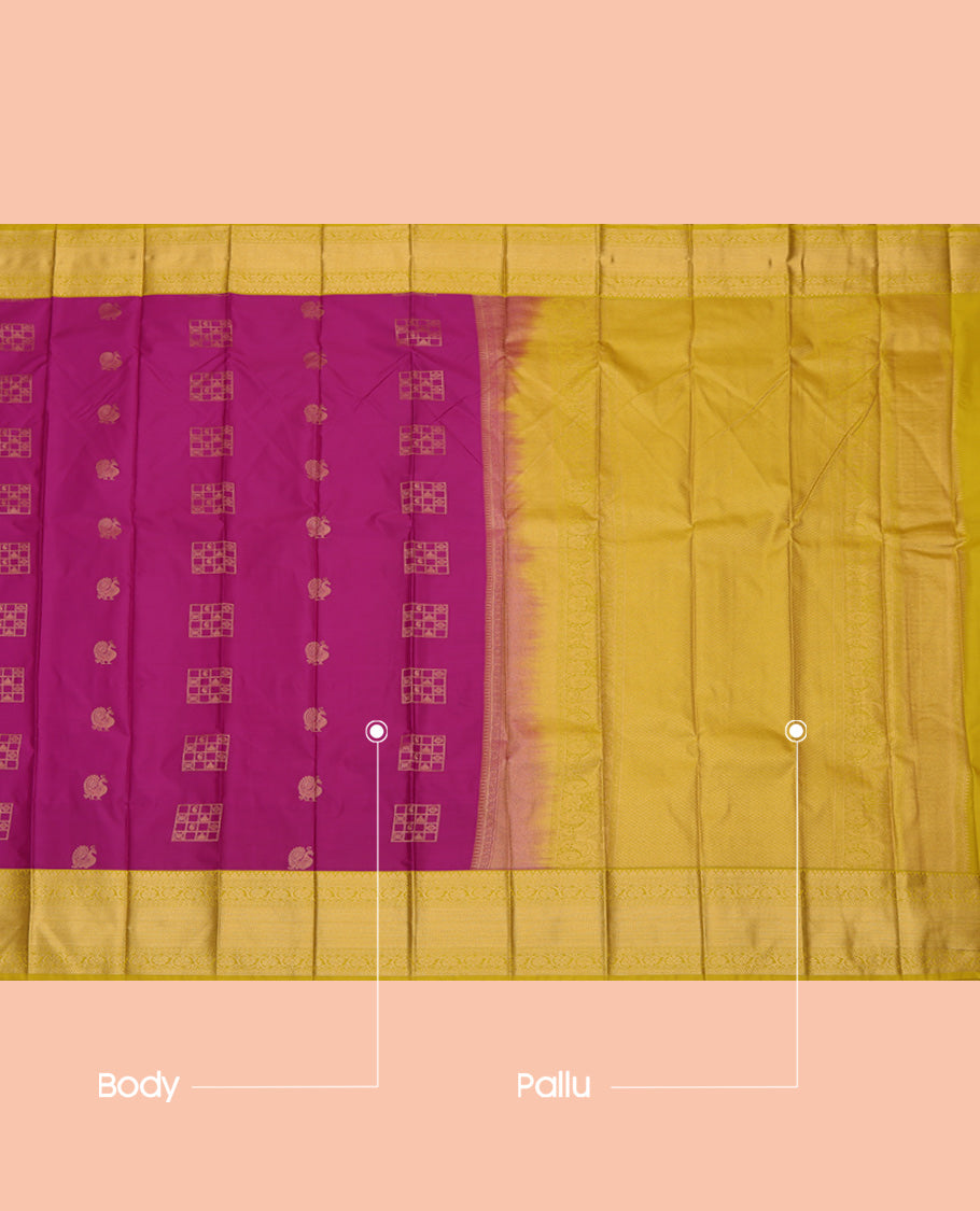 Magenta Contrast Budget Silk Saree