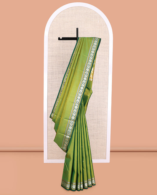 Green Kanchipuram Chettinad Saree