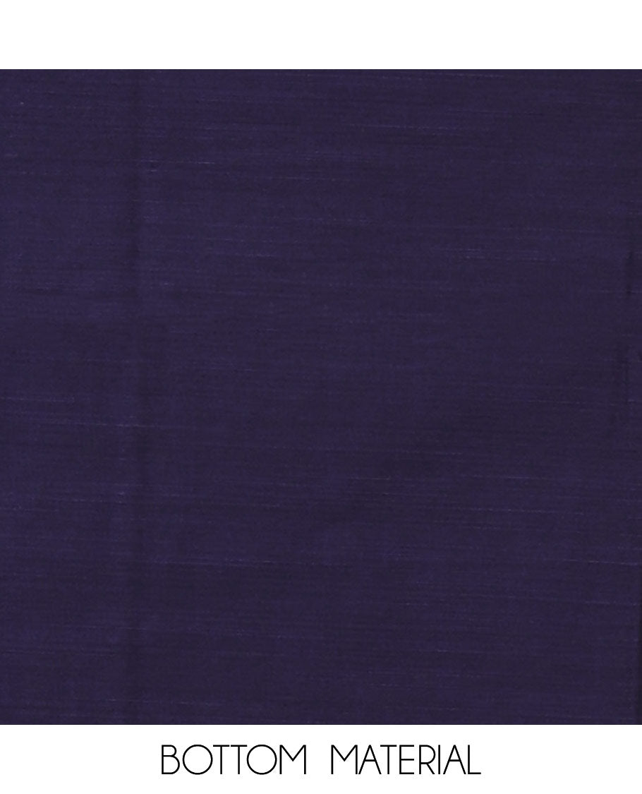 Blue Material Chudidar Set, Subtly Sparkled with Zari Checks All Over Its Semi-Silk Top, Comes with a Subtle Plain Bottom, and a Contrast Semi-Silk Dupatta of Zari Border and Tassels