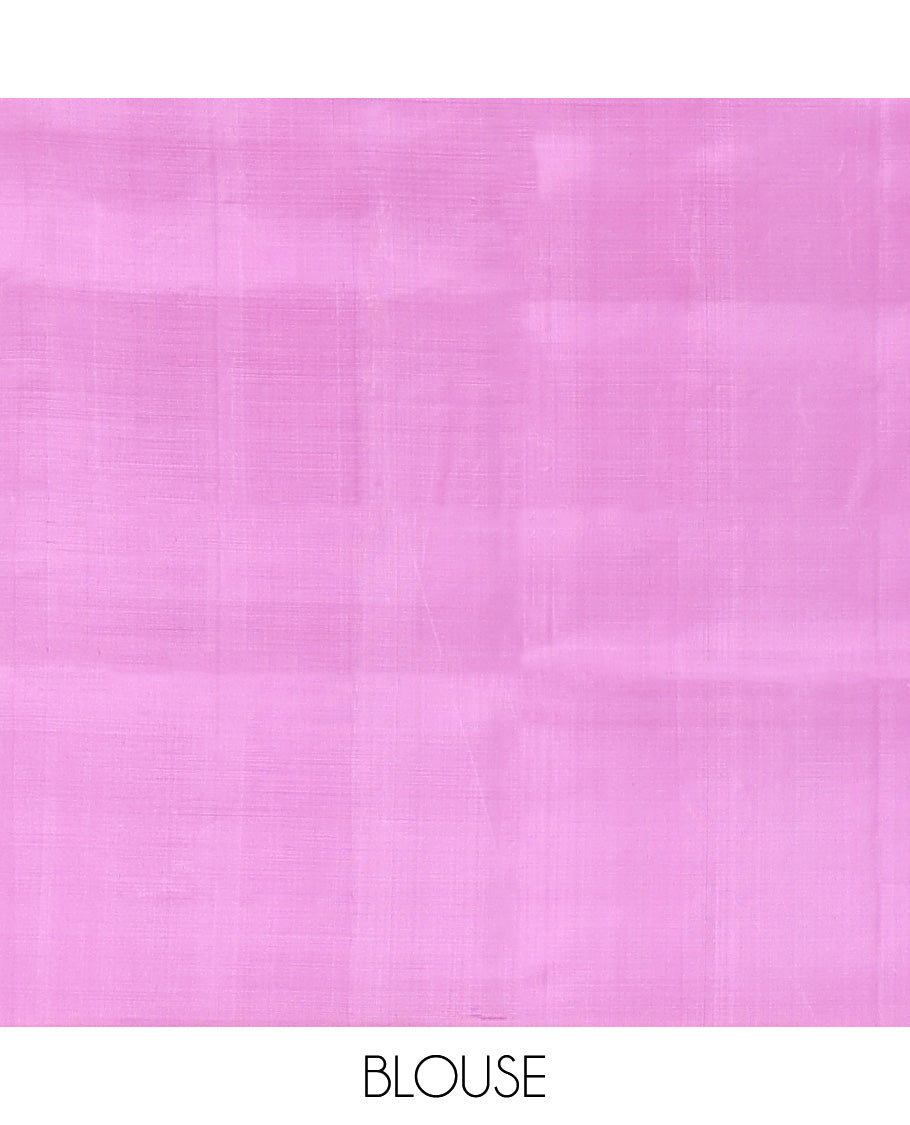 Borderless Pink-Blue Mayuri Soft Silk Saree
