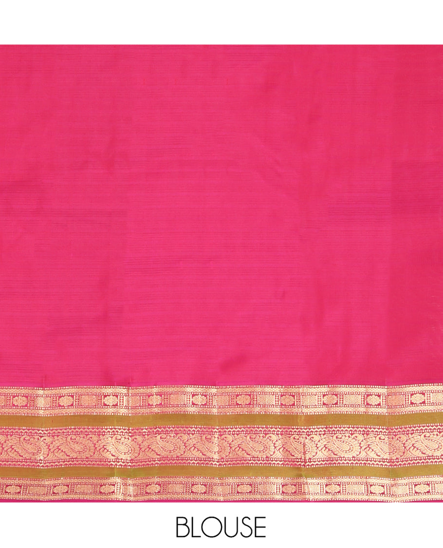 Orange Striped Kanchipuram Silk Saree