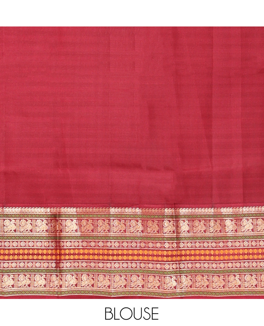 Green Kasa Kasa Kattam Vasundhara Silk Saree, Contrast Border, Contrast Blouse