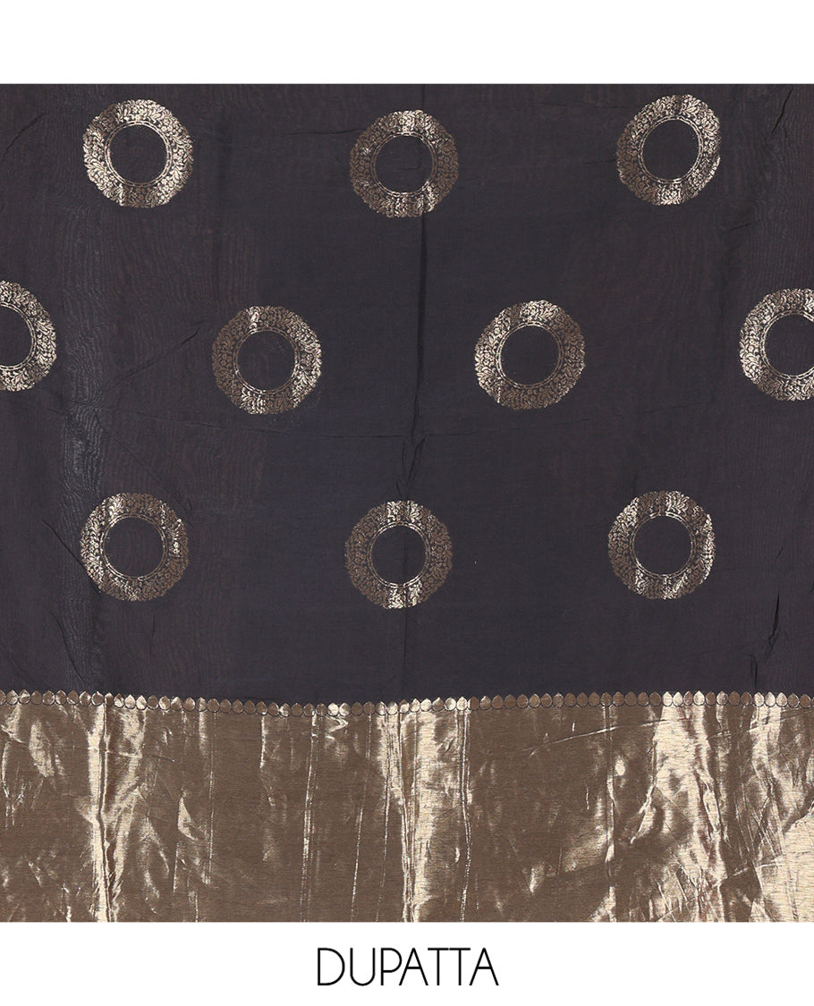 Black Semi-Silk Material Chudidar Set