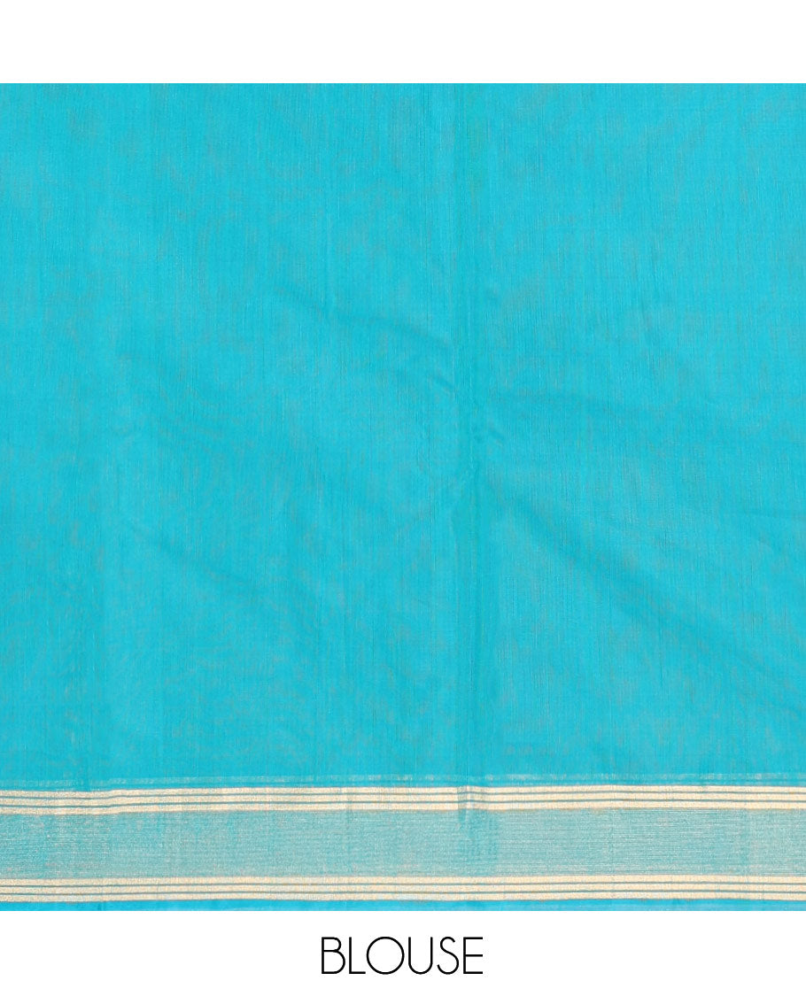 Yellow Silk Cotton Saree, Subtly Sparkled with Zari Weave, a Subtle Border, Complemented by Contrast Zari Design Pallu and a Contrast Blouse