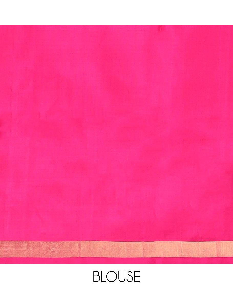 Mustard uppada saree with floral buttas, contrast border & pallu of floral jaal designs