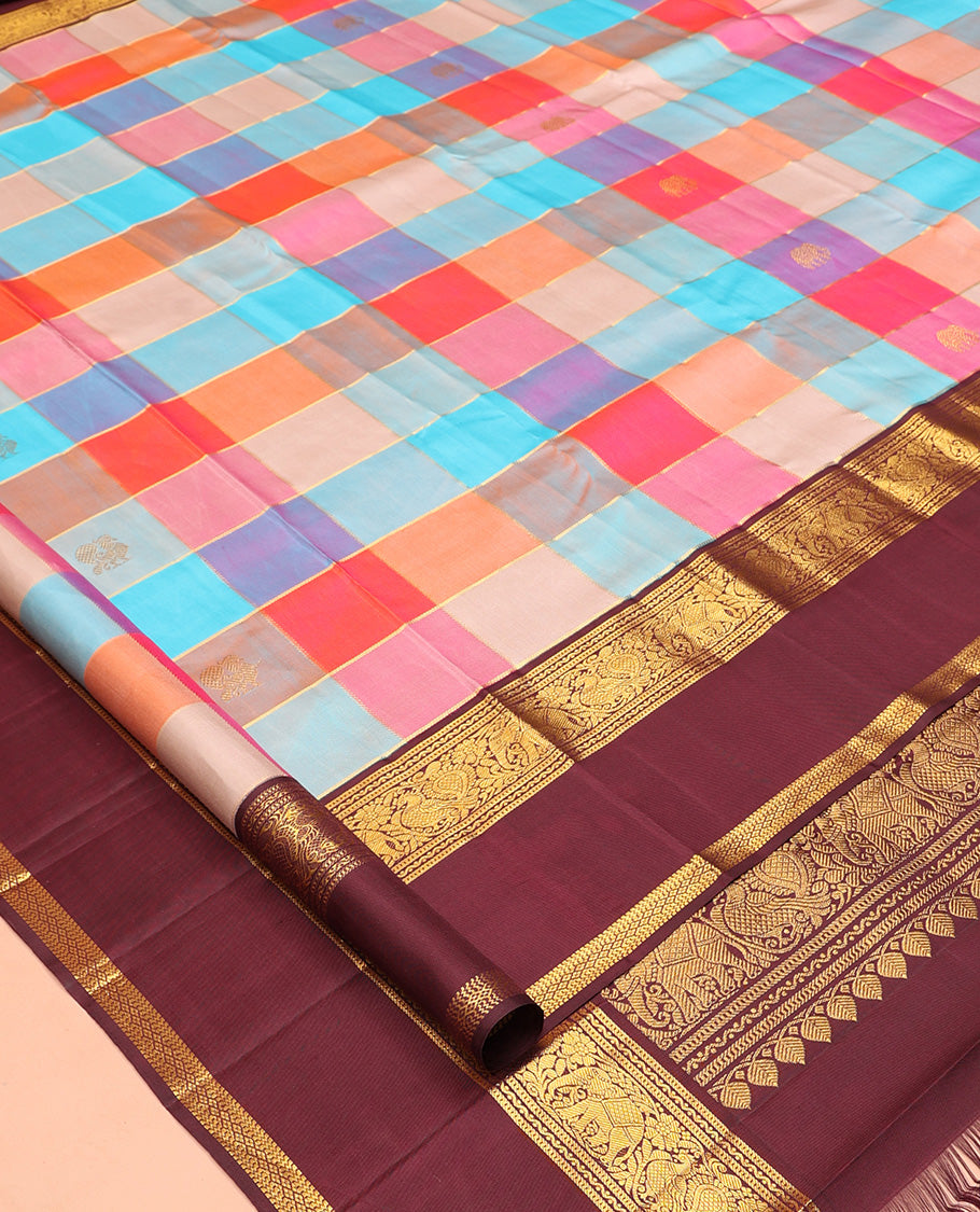 MultiColor Checks Silk Saree
