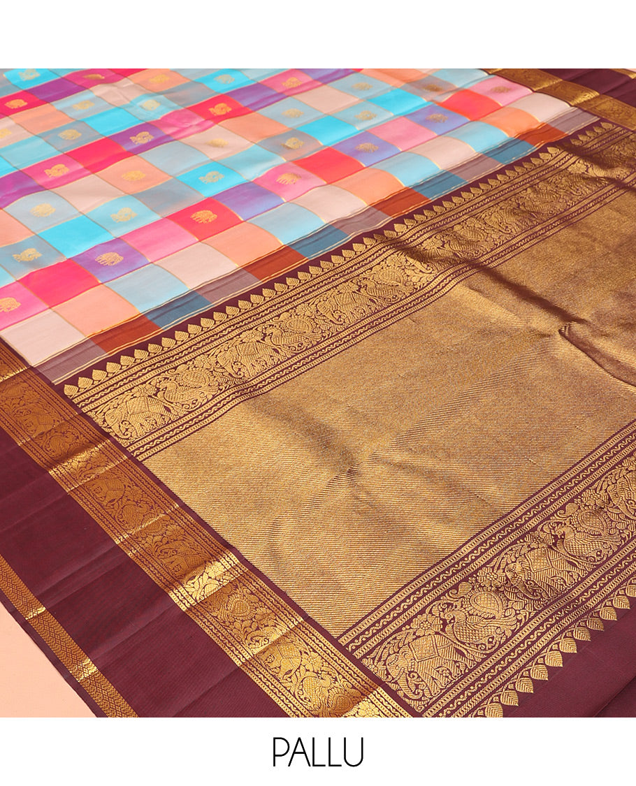 MultiColor Checks Silk Saree