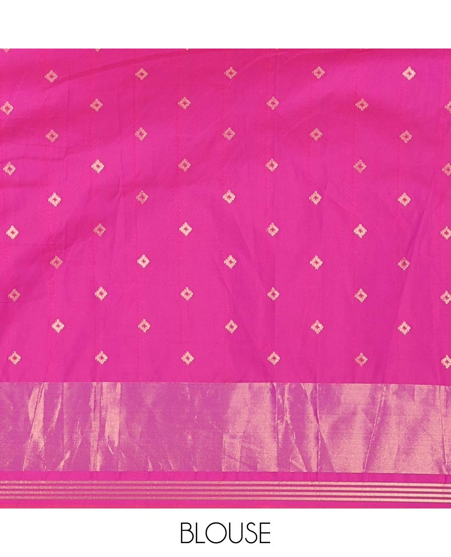 Purple Intricate Motif Semi-Patan Patola Saree, Patola Printed Tissue Border, and a Matching Blouse