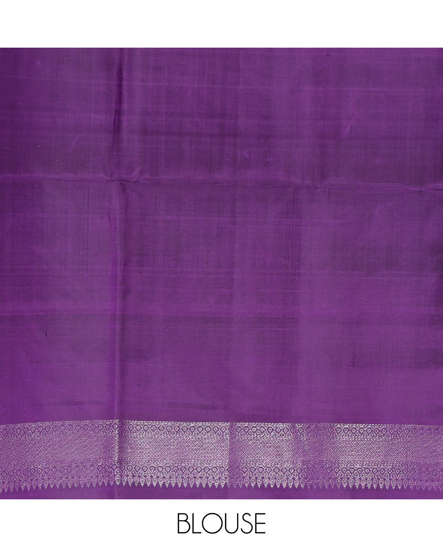 Violet Mayuri Soft Silk Saree, Mesmerized with Moon Buttas, Highlighted by a Moon Design Border, Pallu Steeped with Moon Designs, and a Matching Blouse