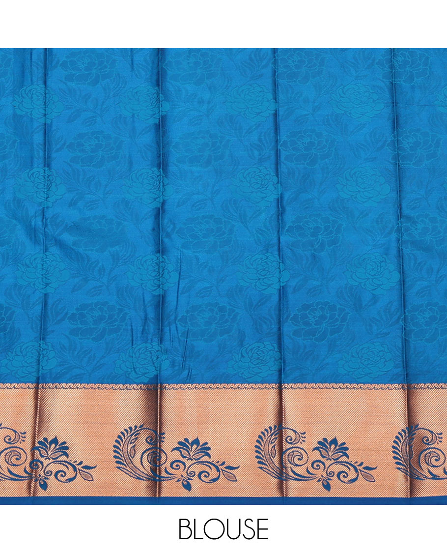 Grey Budget Silk Saree, Adorned with a Jacquard Design, Complemented by a Contrast Zari Border, Intricate Pallu, and Contrast Blouse