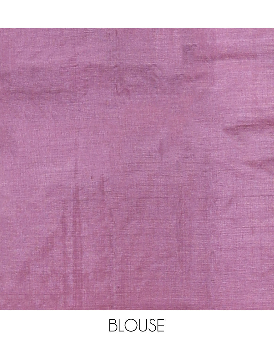 Purple Tussar Silk Saree, Adorned with Zari Buttas and Stripes, a Self-Border, Intricate Design Pallu, and a Matching Blouse