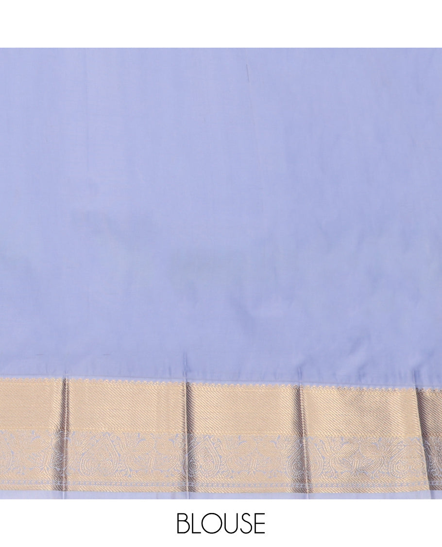 Brown Budget Silk Saree, Accentuated with Zari Buttas, Complemented by a Contrast Traditional Zari Border, Grand Pallu, and a Contrast Blouse