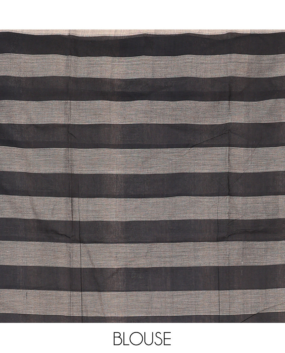 Borderless Black-White Mangalagiri Cotton Saree
