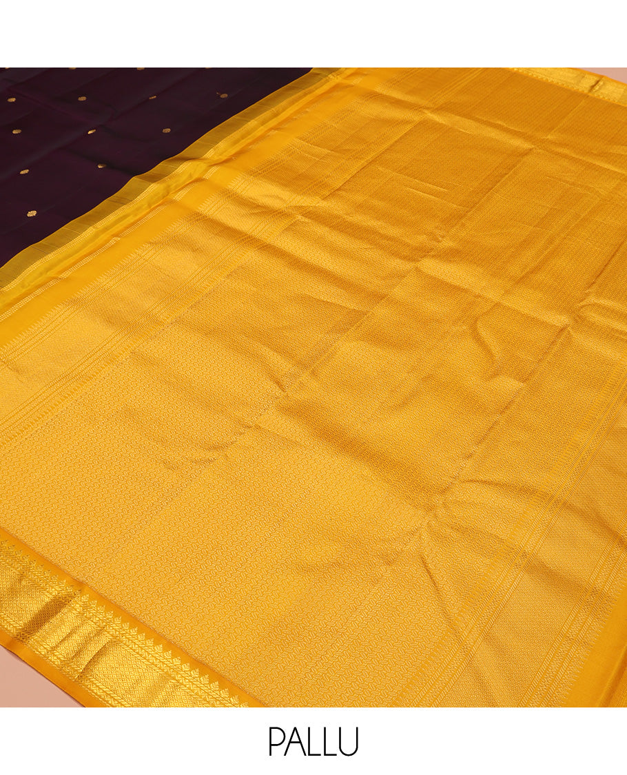 Purple Vasundhara Silk Saree, Elevated with Zari Buttas All Over Its Body, Complemented by Contrast Border of Banaras, Neli, and Mayil Kann Designs, Grand Pallu and Paired with a Contrast Blouse