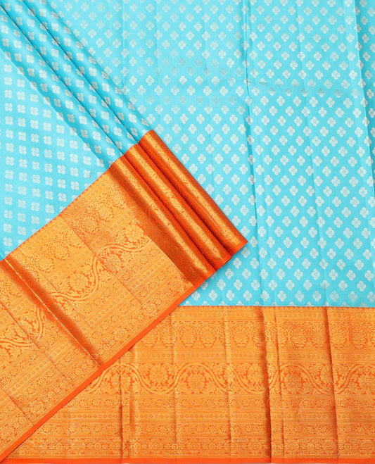 Light Blue Pure-Silk Half-Saree