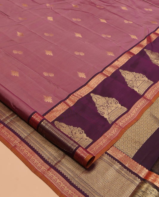 Pink Vasundhara Lite Silk Mix Saree, Elevated with Zari Buttas, a Contrast Traditional Zari Border, Jaal Pallu, and Contrast Blouse