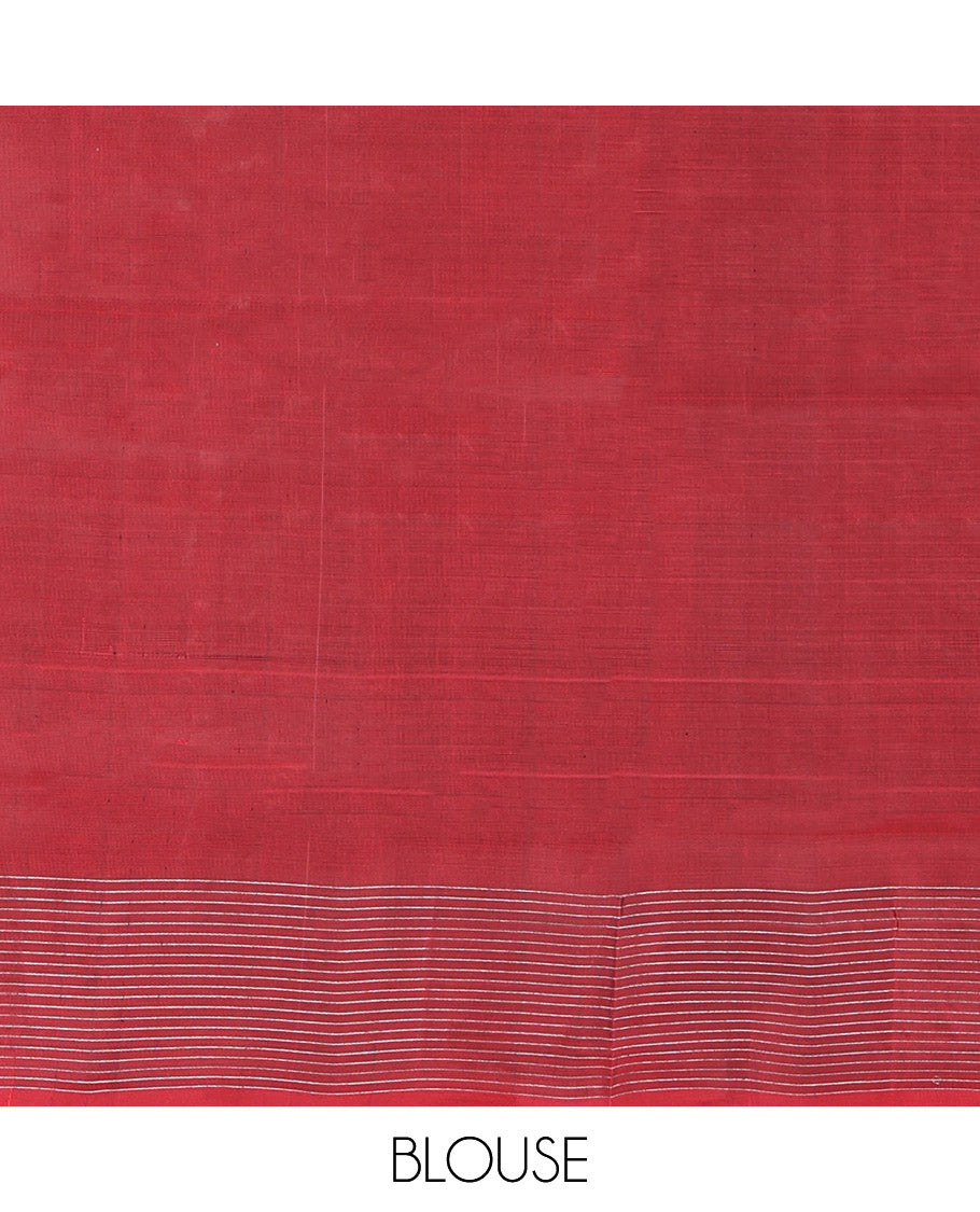Grey Mayuri Lite Silk Mix Saree, Accentuated with Buttas, Complemented by a Contrast Checked Border, Pallu of Jaal Designs, and a Contrast Blouse