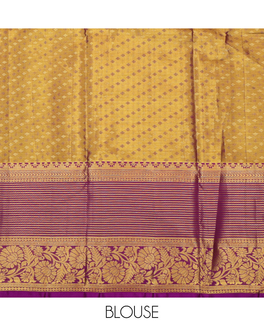 Mustard Pure Silk Navarathna Pavadai Material Set