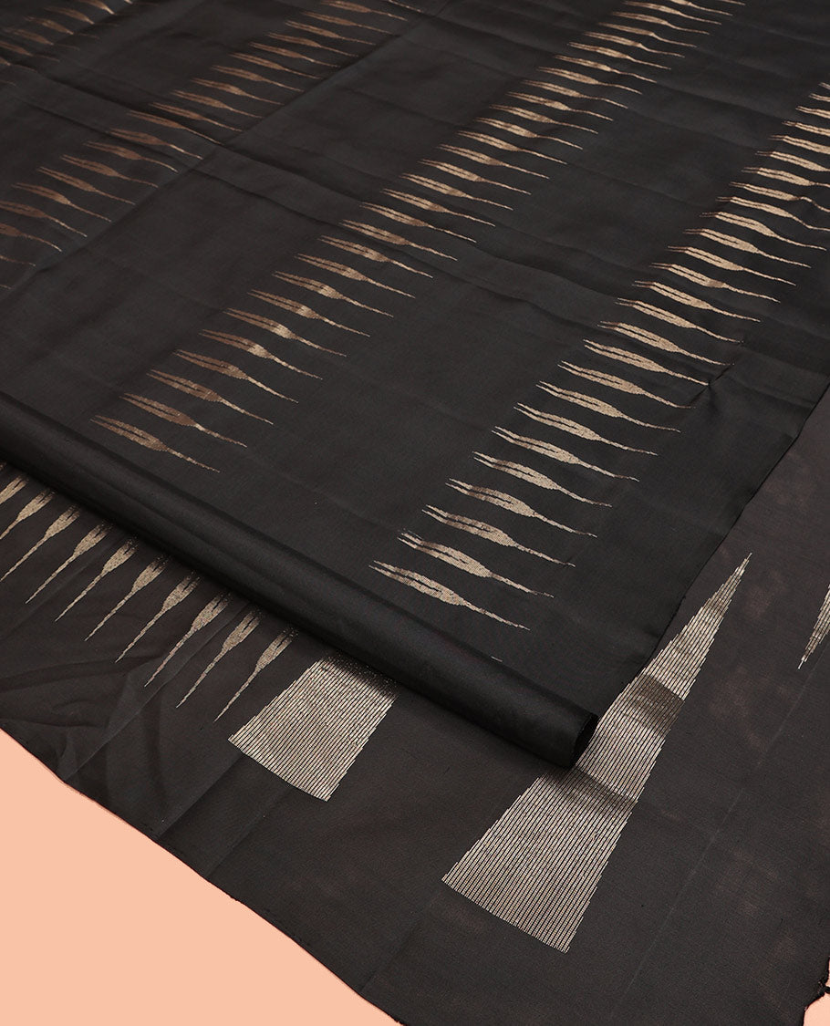 Borderless Black Mayuri Soft Silk Saree, Spotlighted with Zari Buttas All Over Its Body, Highlighted by Zari Pallu Steeped with Zari Buttas, and Paired with a Matching Blouse