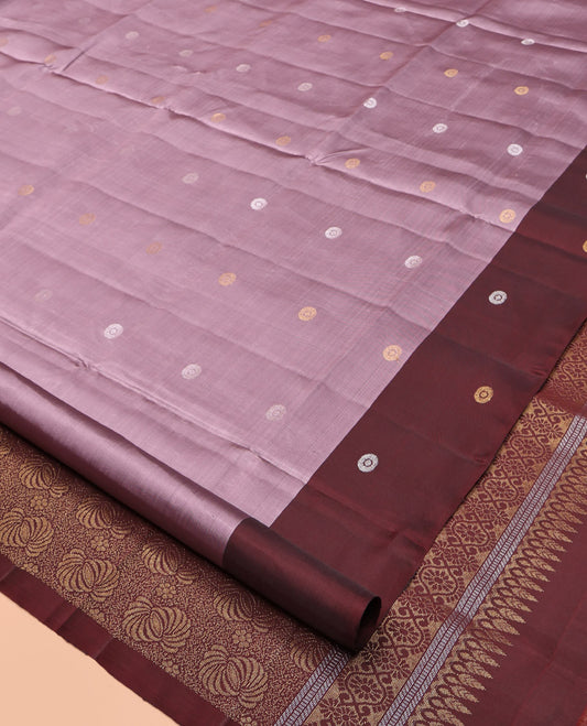 Purple Mayuri Lite Silk Mix Saree, Detailed with Zari Buttas, Complemented by Contrast Zari Buttas Border, Intricate Pallu, and a Contrast Blouse