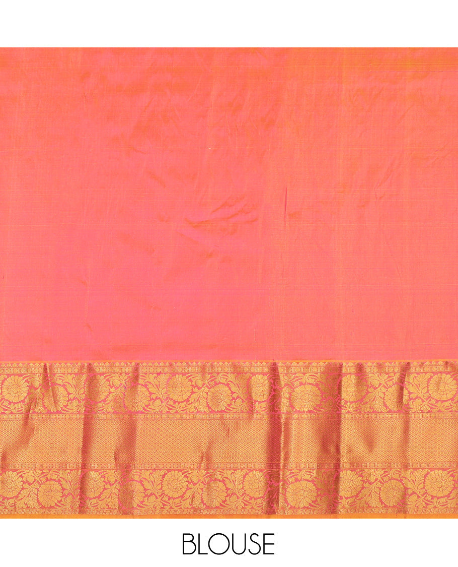 Rani Pink Pure Silk Navarathna Pavadai Material Set