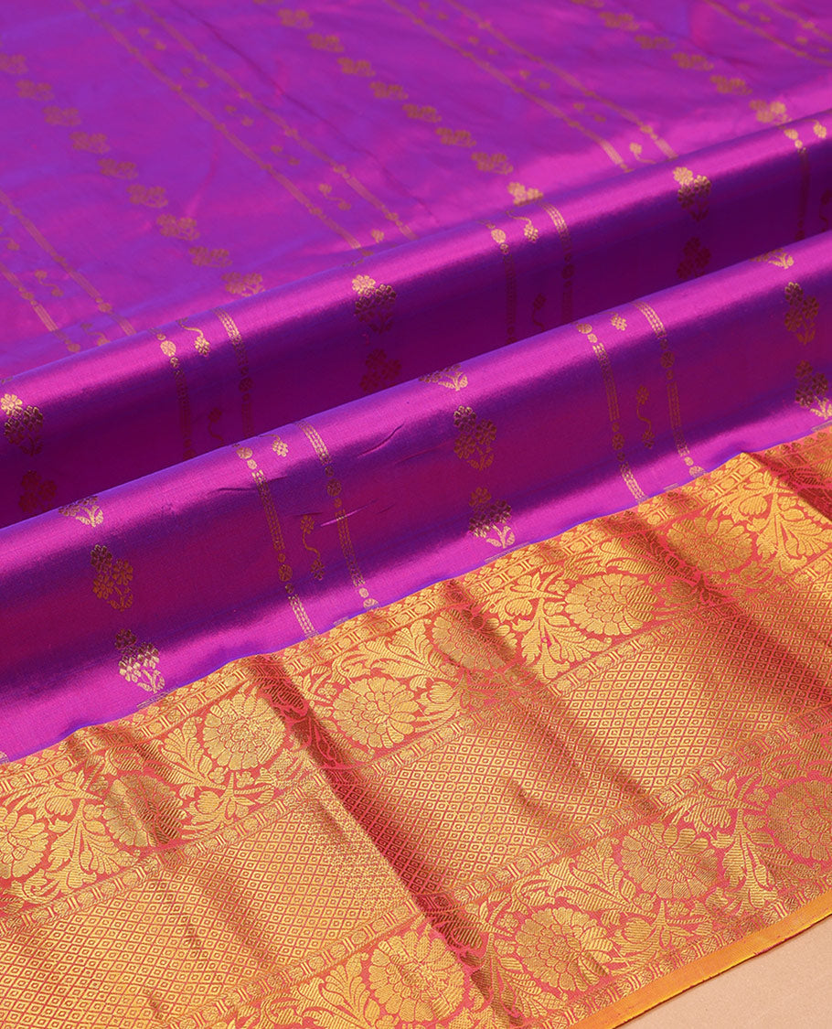 Rani Pink Pure Silk Navarathna Pavadai Material Set