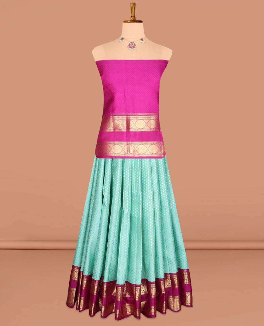 Blue Pure-Silk Half-Saree