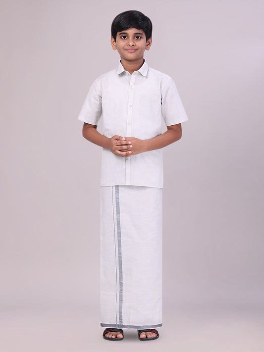 Boys Tissue Grey Colour Shirt with Dhoti Combo Ambitious Boy