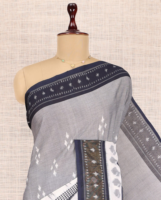 Grey Pochampally Ikat Cotton Saree