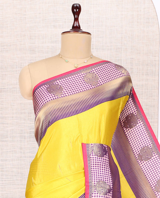 Mustard Raindrop Butta Semi-Mysore Silk Saree