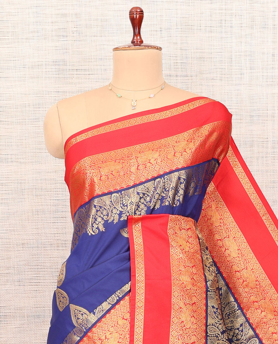 Navy Blue Butta Budget Silk Saree