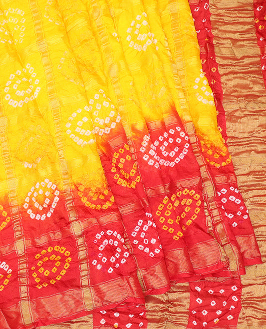 Yellow Bandhani Dola Silk Saree