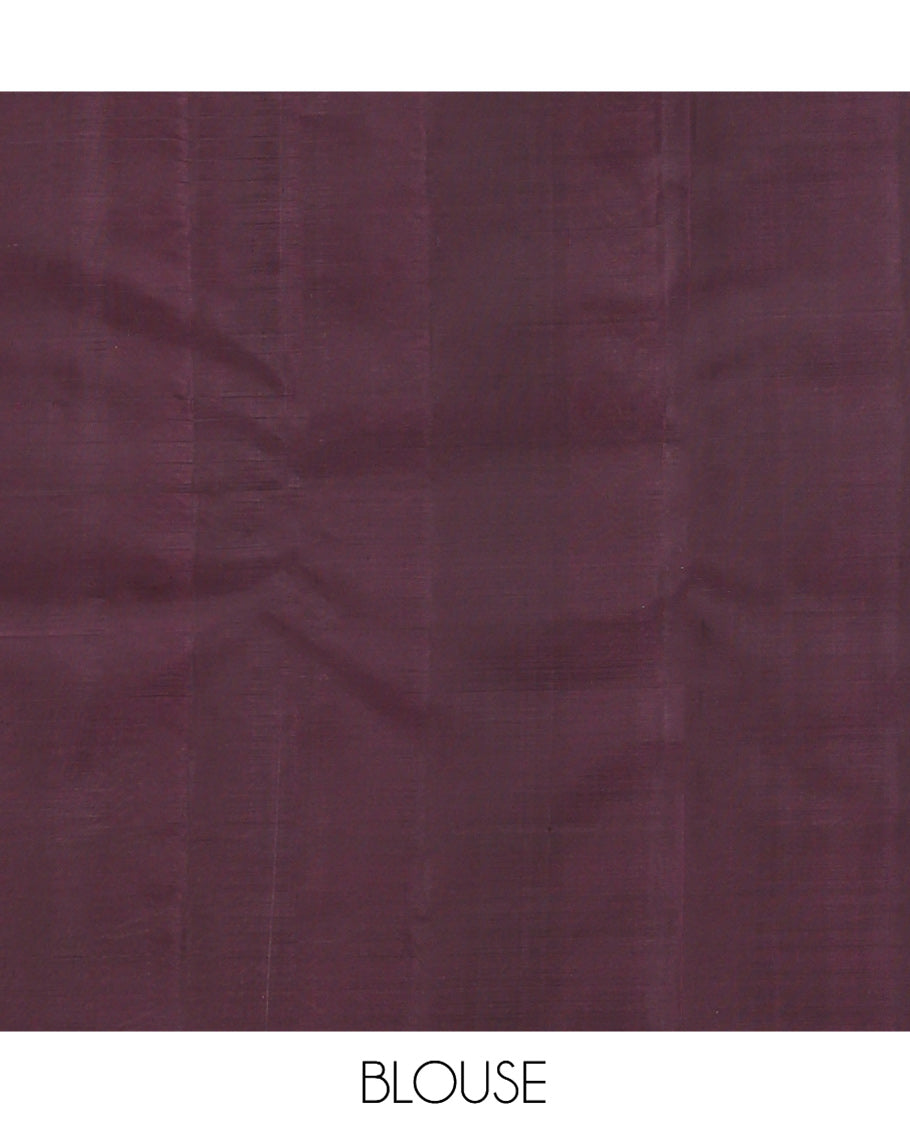 Pink-Brown Checked Mayuri Lite Silk Mix Saree, Contrast Bodi Border, Vanki Pallu, and Contrast Blouse