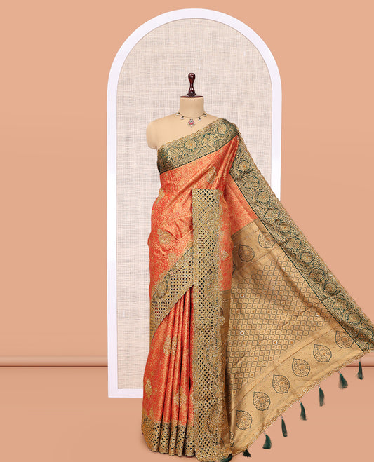 Light Orange Mysore Silk Saree