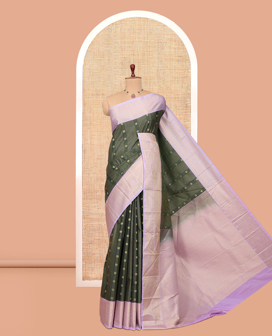 Green-Lavender Budget Silk Saree
