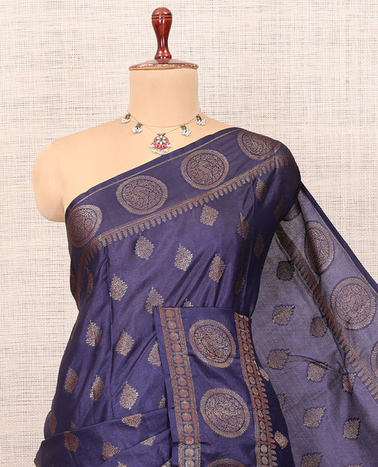 Blue Tussar Silk Saree