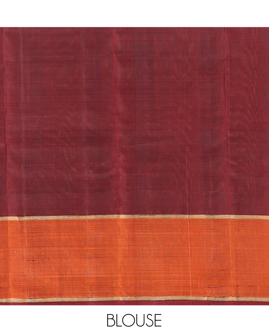 Green Mayuri Lite Silk Mix Saree, Richly Detailed with Mayil-Chakram Buttas and Stripes, Contrast Mayil-Chakram Border, Grand Floral Pallu, and a Contrast Blouse