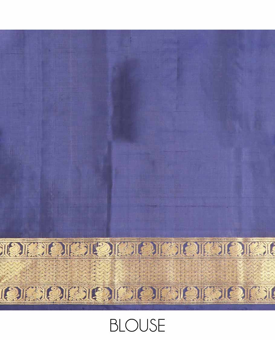 Orange ikkat style floral design soft silk saree with contrast zari border & intricate floral zari design pallu
